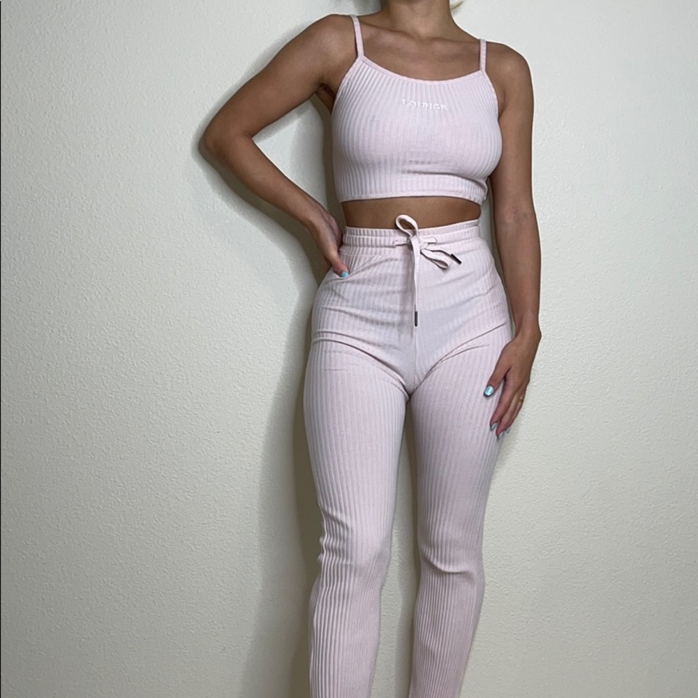 Lounge Apparel Ribbed Crop Top & Flared Pant